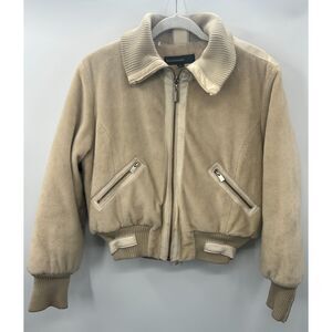 Rocawear Vintage Y2K Cropped Faux Fur Bomber Down Jacket Womens Large Gold